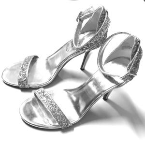 MADDEN GIRL Silver Glitter Heels
